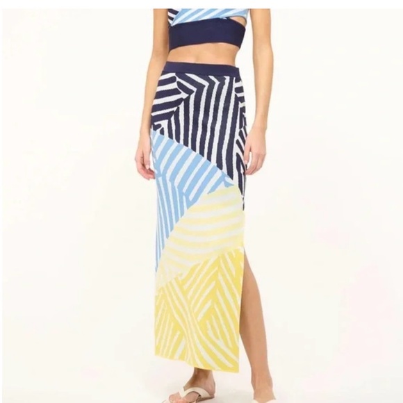 Staud Karina Striped Skirt in mosaic multi small